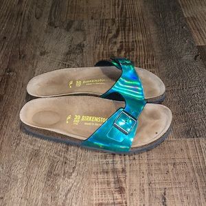 Like new blue iridescent Birkenstocks